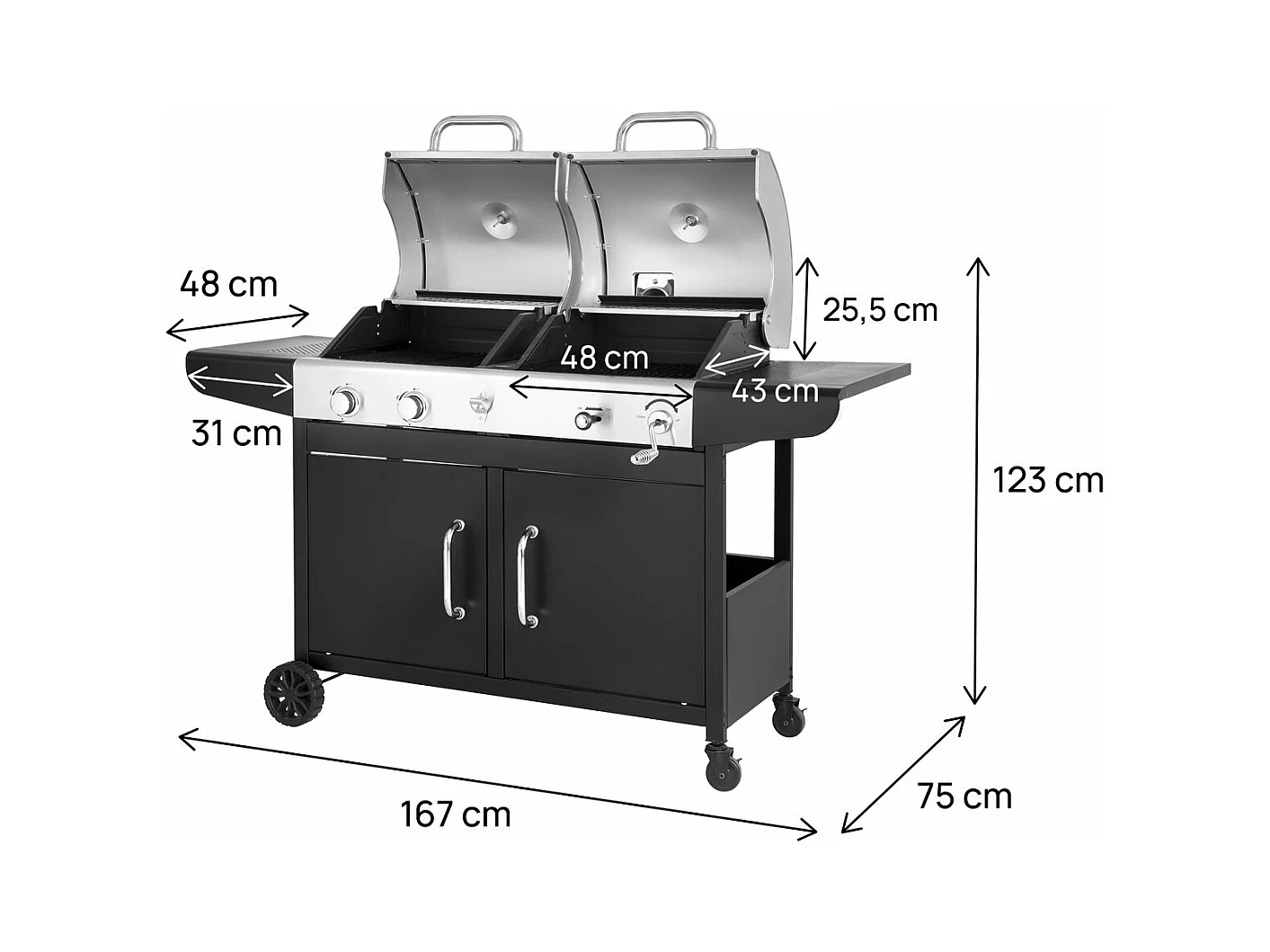 Barbecue gaz et charbon 2 en 1 " Western" - Noir