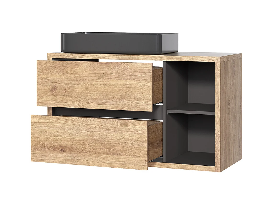 Meuble simple vasque 100cm Rigel Bois et Anthracite