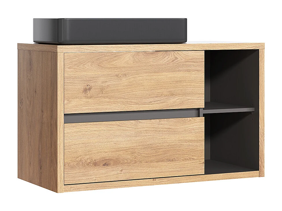 Meuble simple vasque 100cm Rigel Bois et Anthracite
