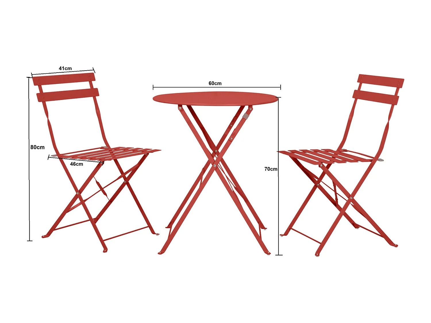 Table et chaises pliantes bistrot balcon terrasse- 2 places - Corail - FLORE