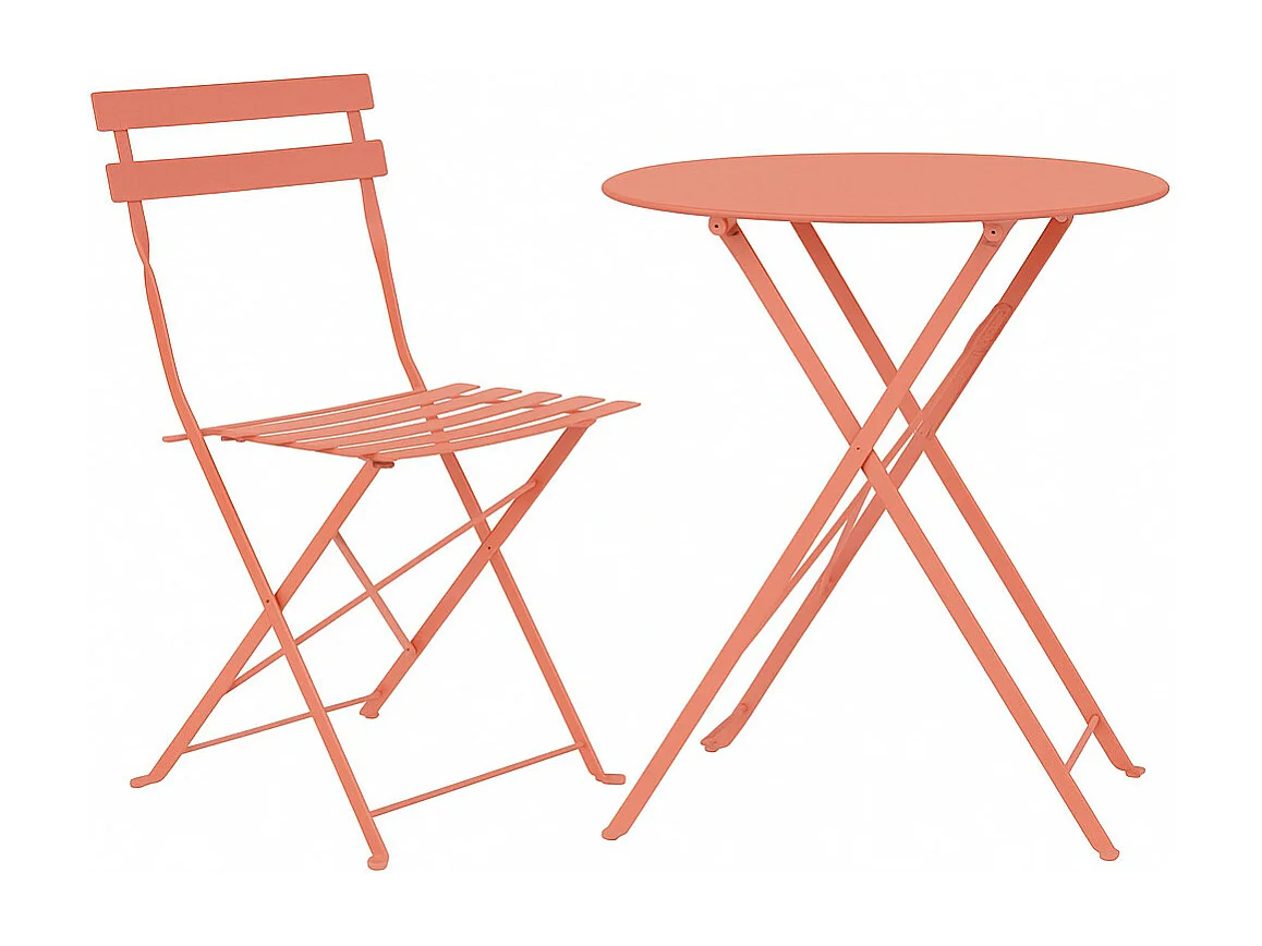 Table et chaises pliantes bistrot balcon terrasse- 2 places - Corail - FLORE