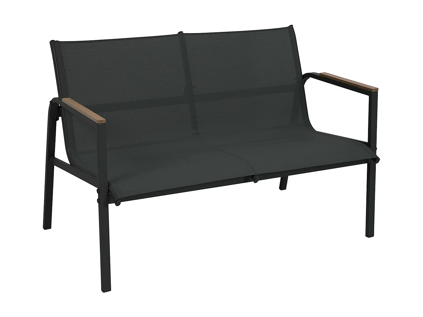 Salon de jardin en acier et textilène - Ensemble 4 places - Noir - CAMILLE