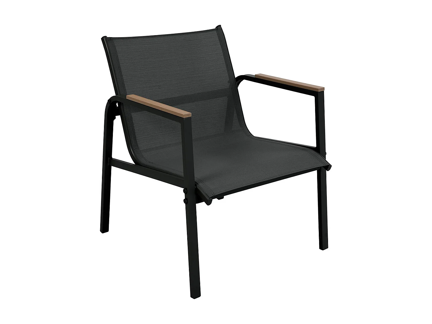 Salon de jardin en acier et textilène - Ensemble 4 places - Noir - CAMILLE