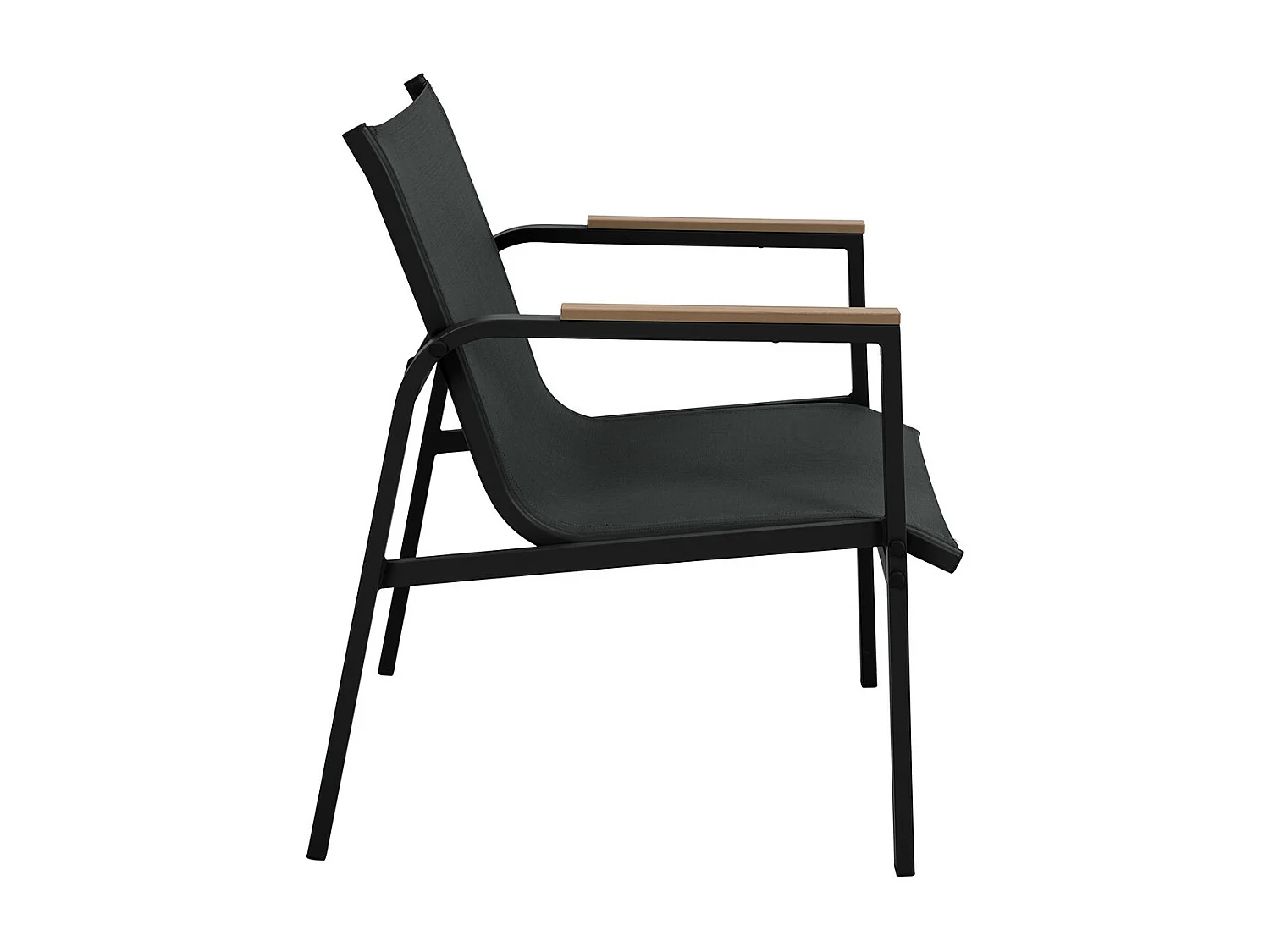 Salon de jardin en acier et textilène - Ensemble 4 places - Noir - CAMILLE