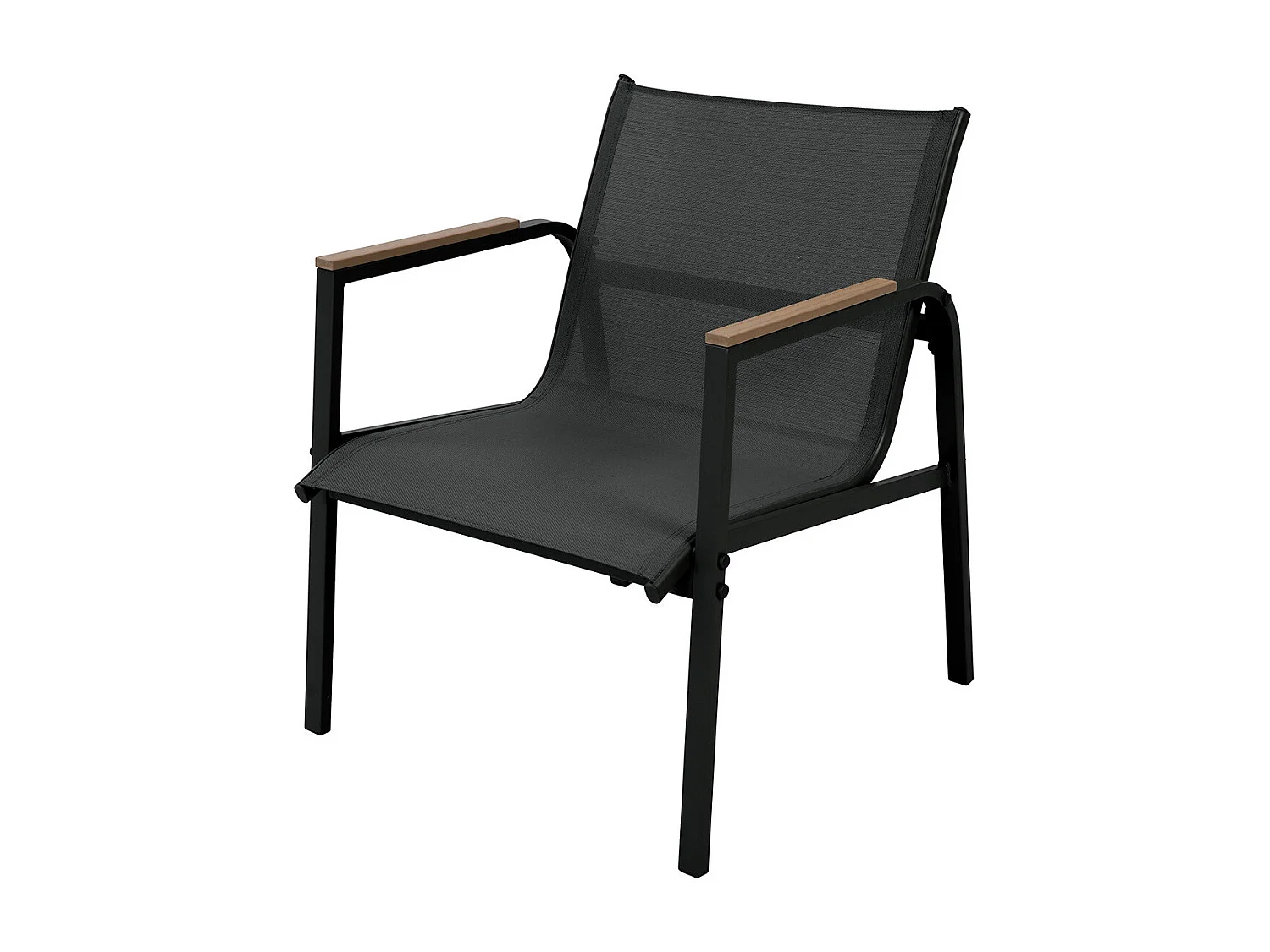 Salon de jardin en acier et textilène - Ensemble 4 places - Noir - CAMILLE