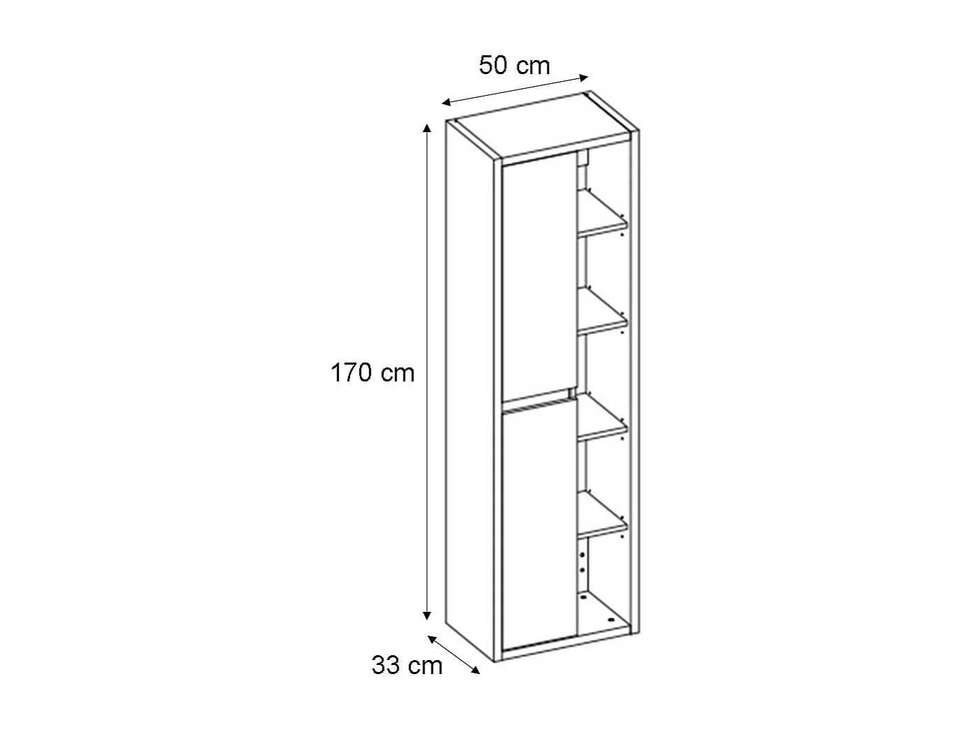Columna de pared 2 puertas Rigel madera y antracita