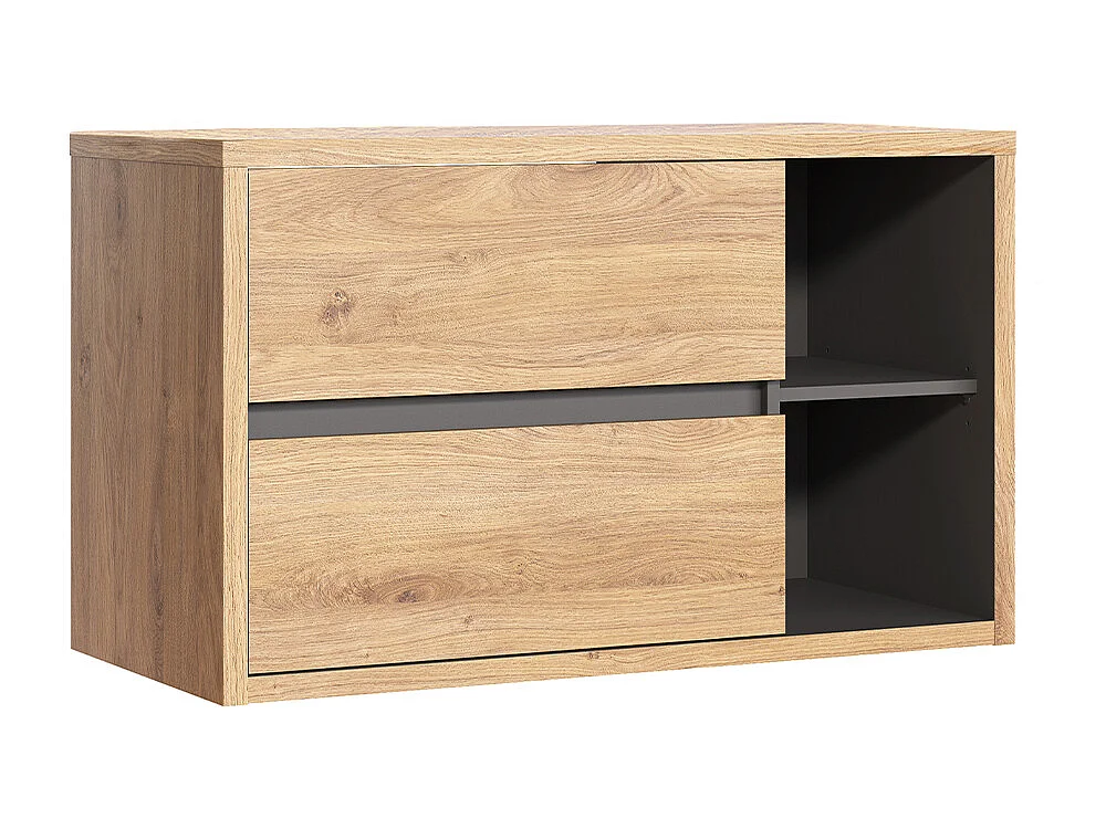 Meuble sous-vasque 100cm plan de toilette Rigel Bois et Anthracite