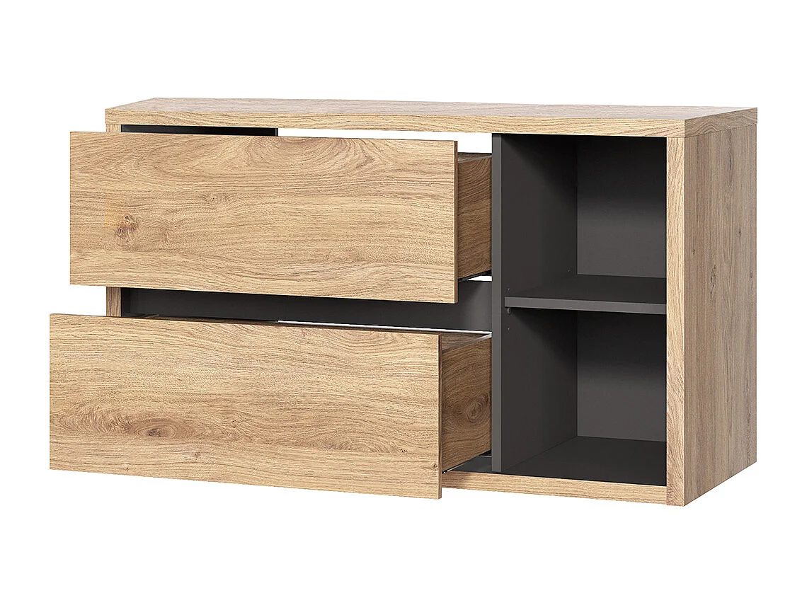 Meuble sous-vasque 100cm plan de toilette Rigel Bois et Anthracite