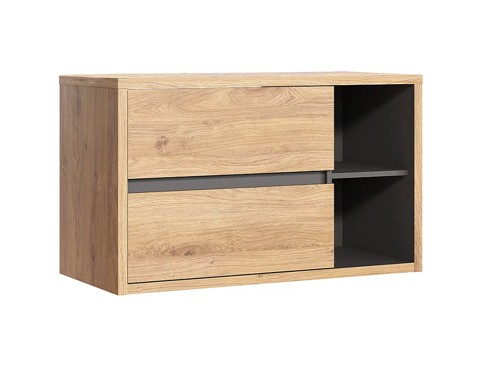Meuble sous-vasque 100cm plan de toilette Rigel Bois et Anthracite