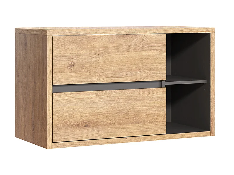 Meuble sous-vasque 100cm plan de toilette Rigel Bois et Anthracite