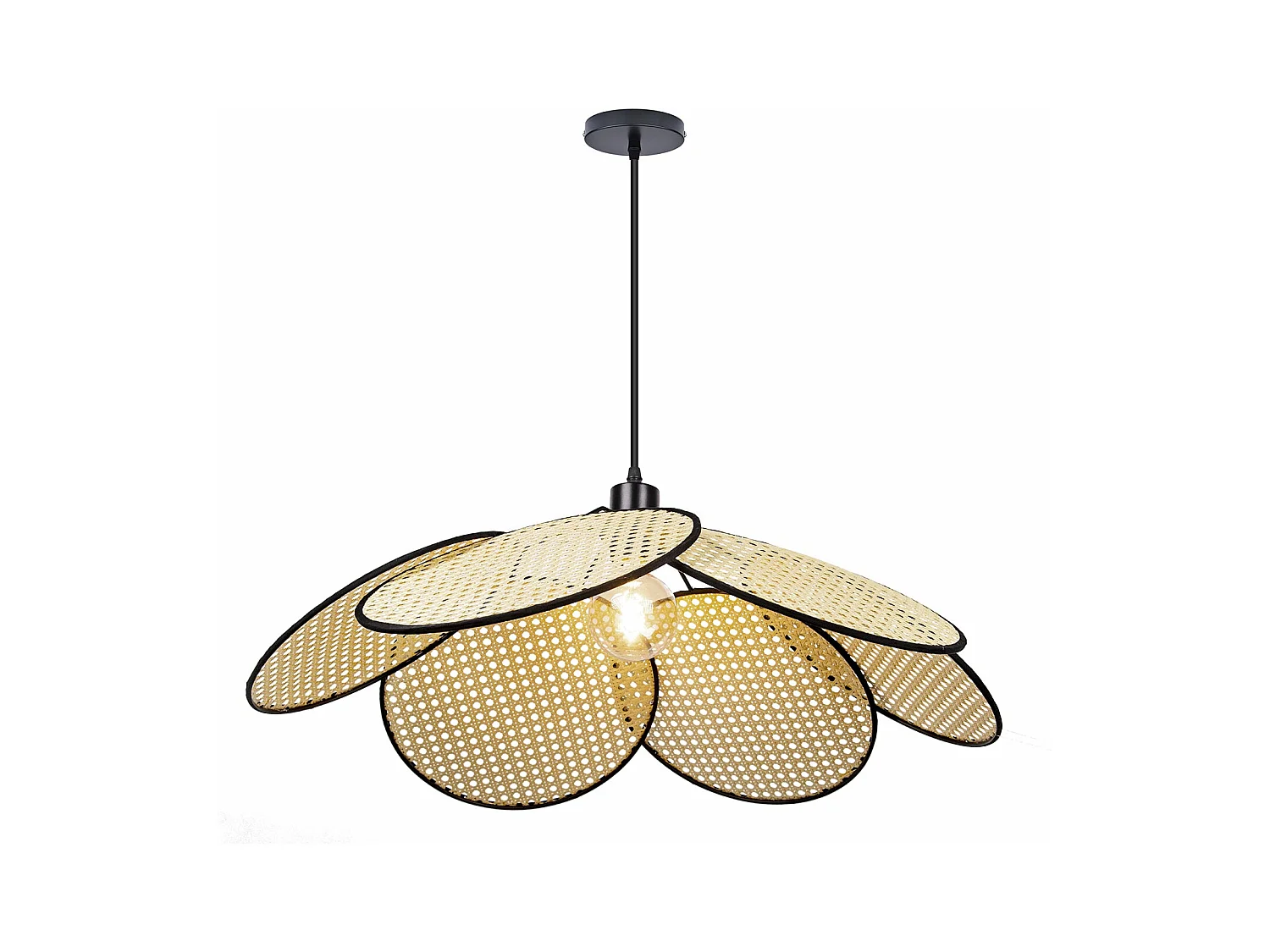 Lampe suspendue, éclairage intérieur, abat-jour en forme de parapluie, métal, douille e27, style naturel et rustique, lampe de plafond noire suspendue, d60cm x h18cm
