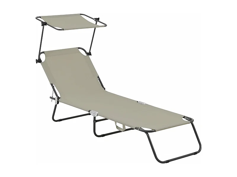 Chaise longue dobrável "Lazy" com guarda-sol, design elegante e confortável para relaxar ao ar livre - Marrom
