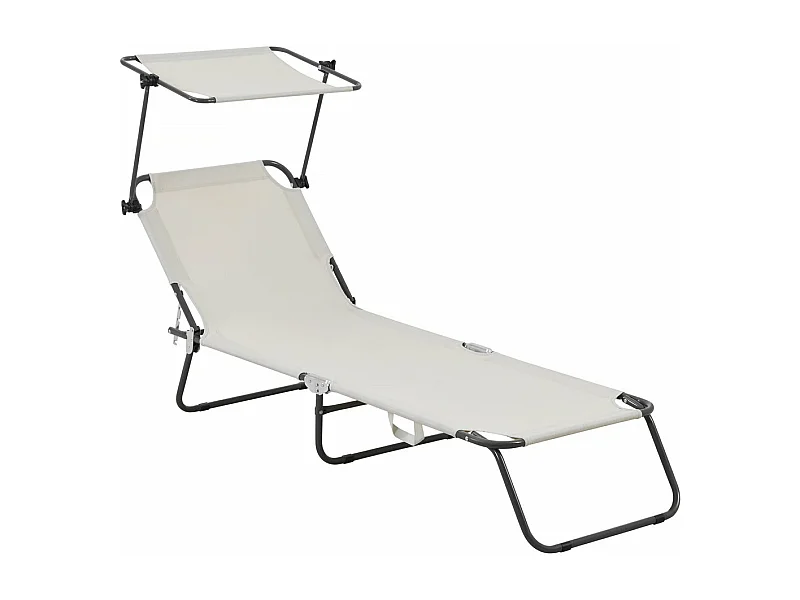 Espreguiçadeira dobrável "Lazy" com guarda-sol, confortável e elegante para relaxar ao ar livre - Bege