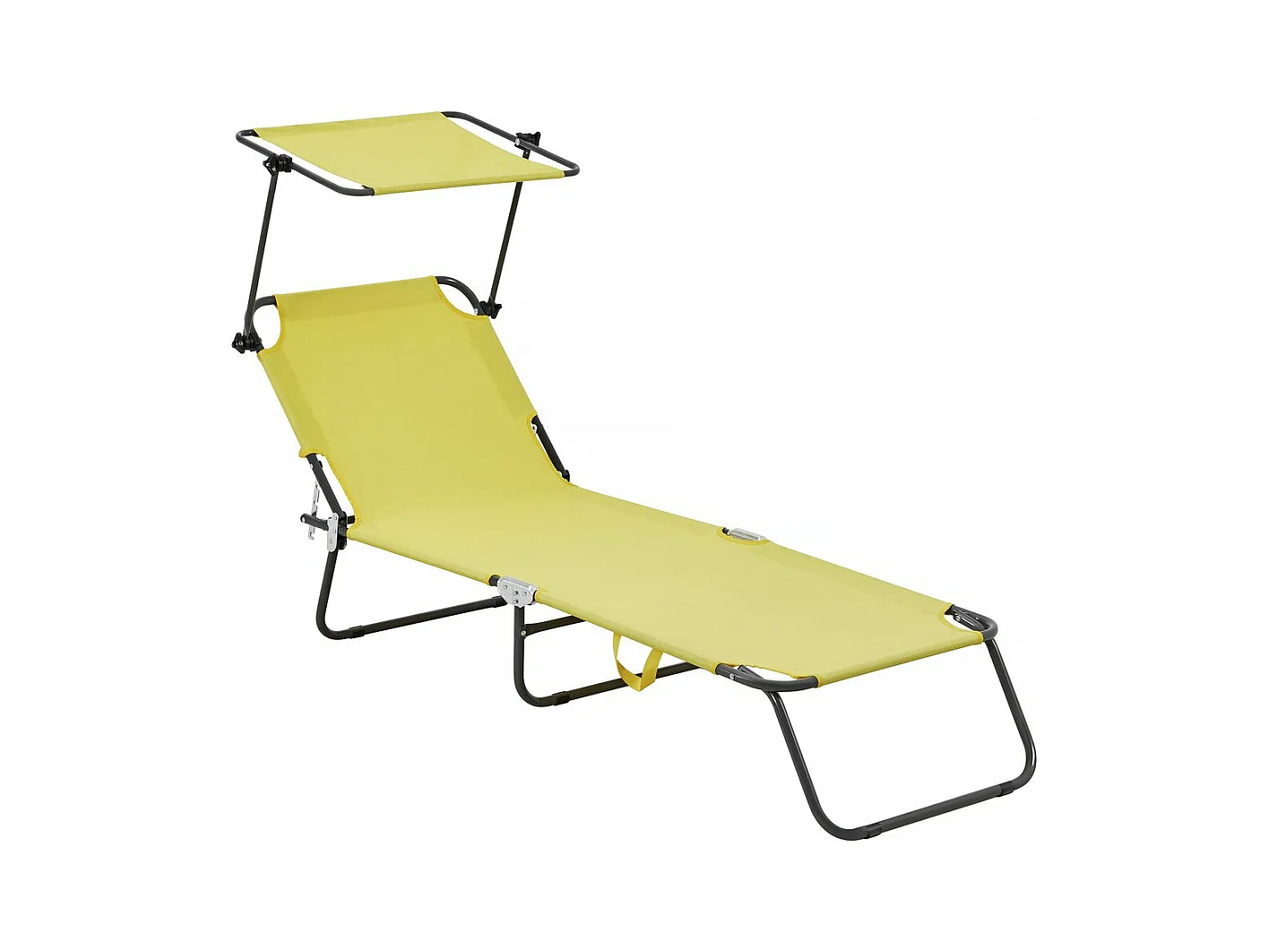 Bain de soleil pliable "Lazy" - Avec pare soleil - Jaune