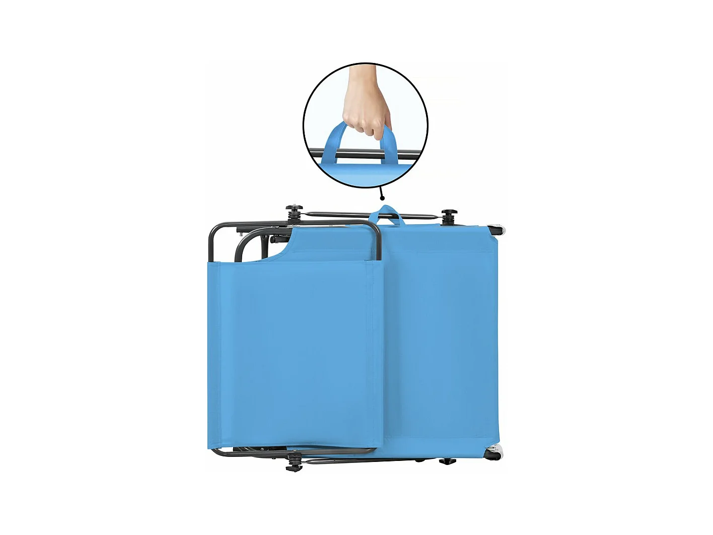 Leżak rozkładany "Lazy" z parasolem - niebieski, wygodny i elegancki do relaksu na zewnątrz