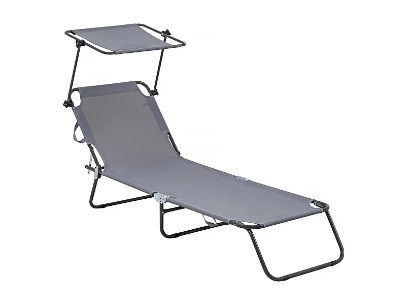 Bain de soleil pliable "Lazy" - Avec pare soleil - Gris