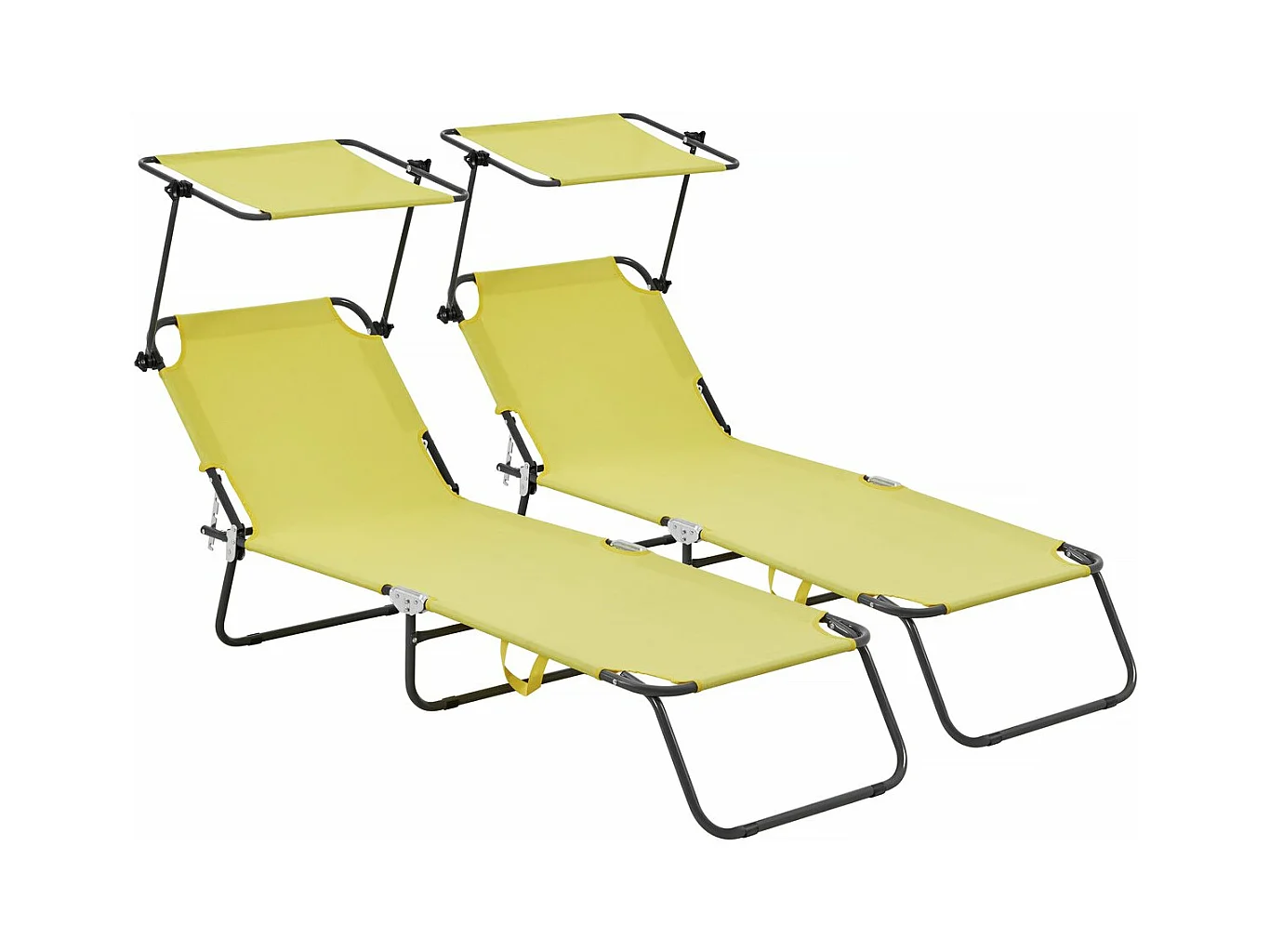 Set van 2 opvouwbare ligstoelen "Lazy" met parasol, Geel