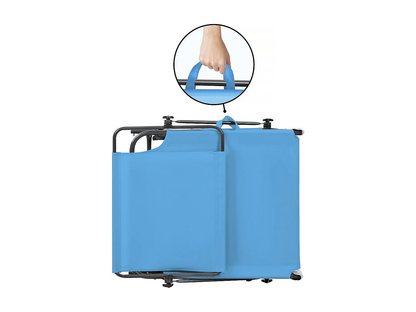 Lot de 2 bains de soleil pliable "Lazy" - Avec pare soleil - Bleu