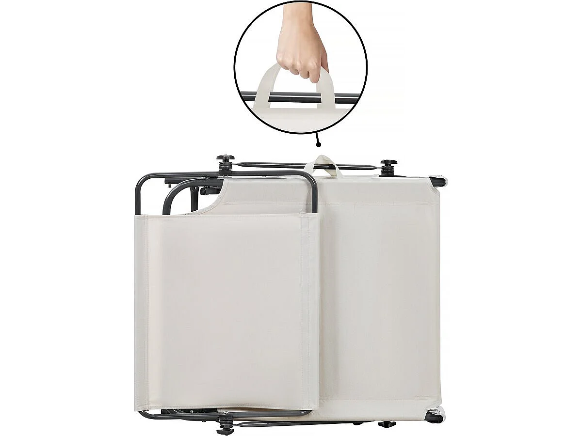 Lot de 2 bain de soleil pliable "Lazy" - Avec pare soleil - Beige