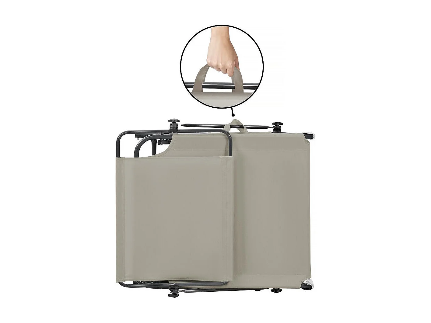 Lot de 2 bains de soleil pliable "Lazy" - Avec pare soleil - Taupe