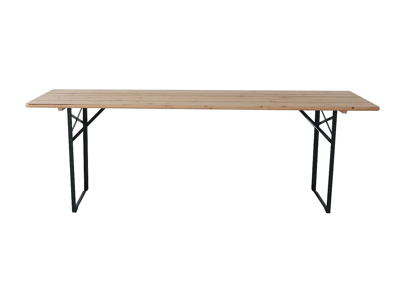 Table de jardin brasserie pliante avec 2 bancs " Lisbonne " - 218 x 59,5 x 75 cm -  Marron