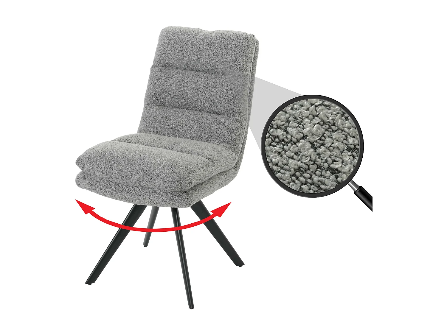 Eetkamerstoel MCW-G66 Bouclé,  lichtgrijs