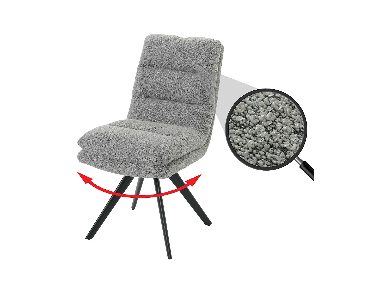 Eetkamerstoel MCW-G66 Bouclé,  lichtgrijs