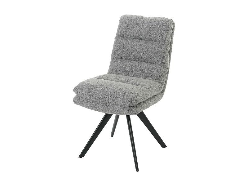 Sedia da pranzo MCW-G66, da cucina, seduta girevole posizionamento automatico tessuto bouclé MVG ~ grigio chiaro