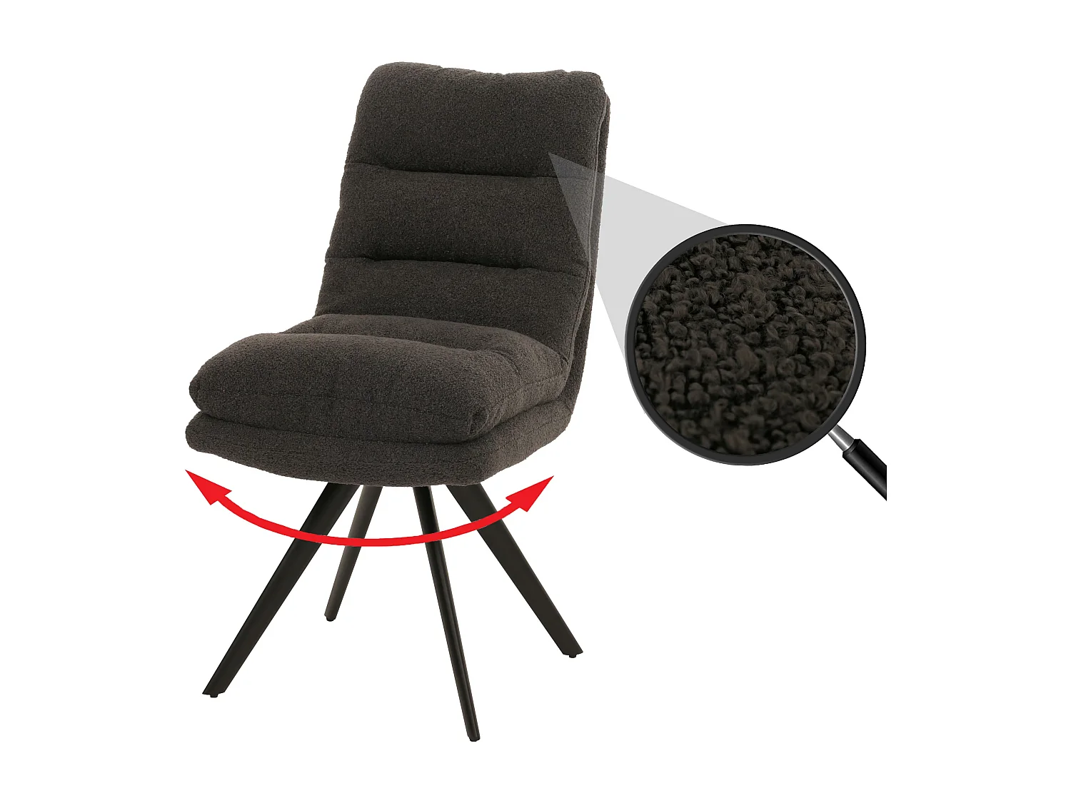 Eetkamerstoel MCW-G66 Bouclé,  donkergrijs