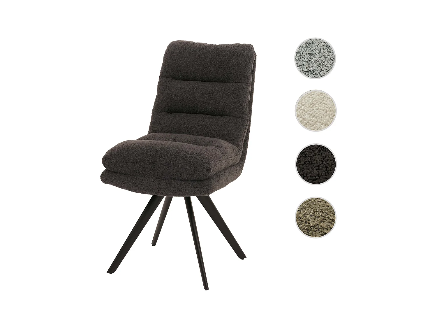 Eetkamerstoel MCW-G66 Bouclé,  donkergrijs