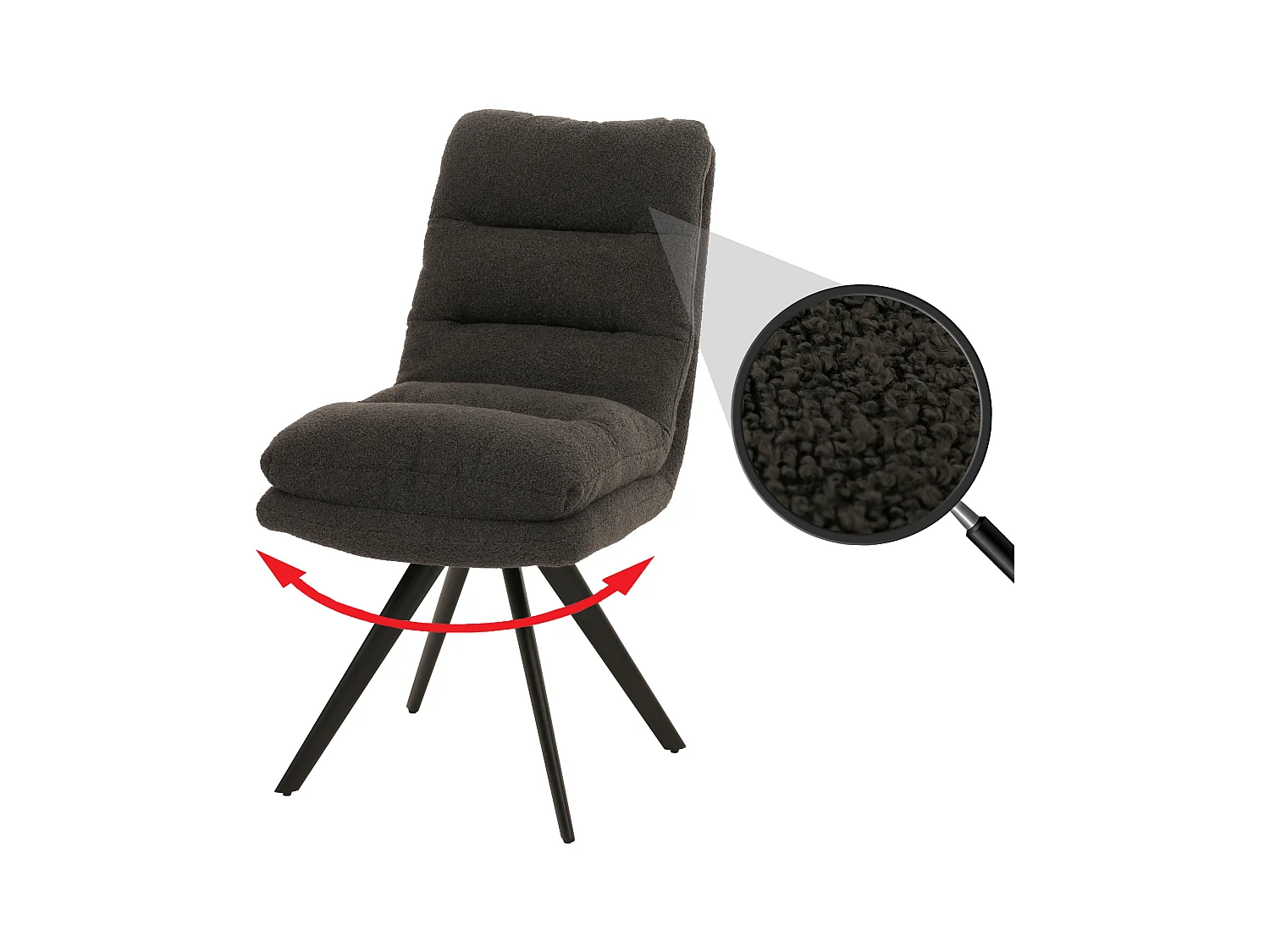 Eetkamerstoel MCW-G66 Bouclé,  donkergrijs