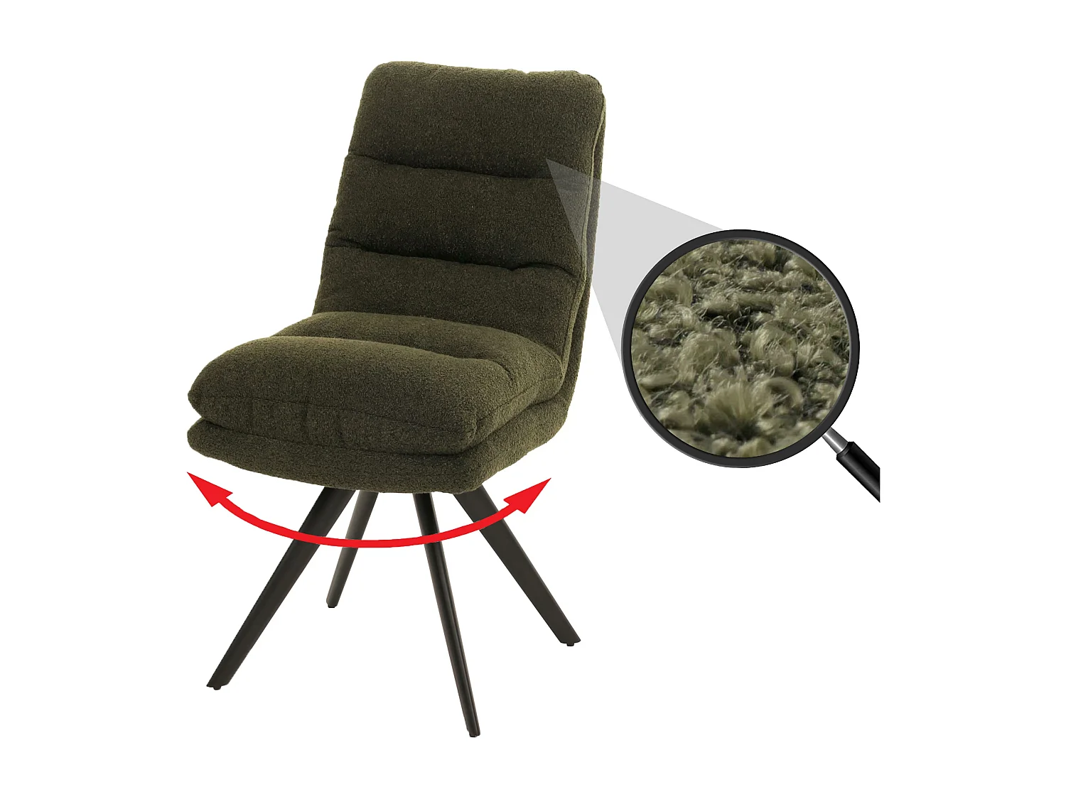 Esszimmerstuhl MCW-G66 Bouclé, Grün