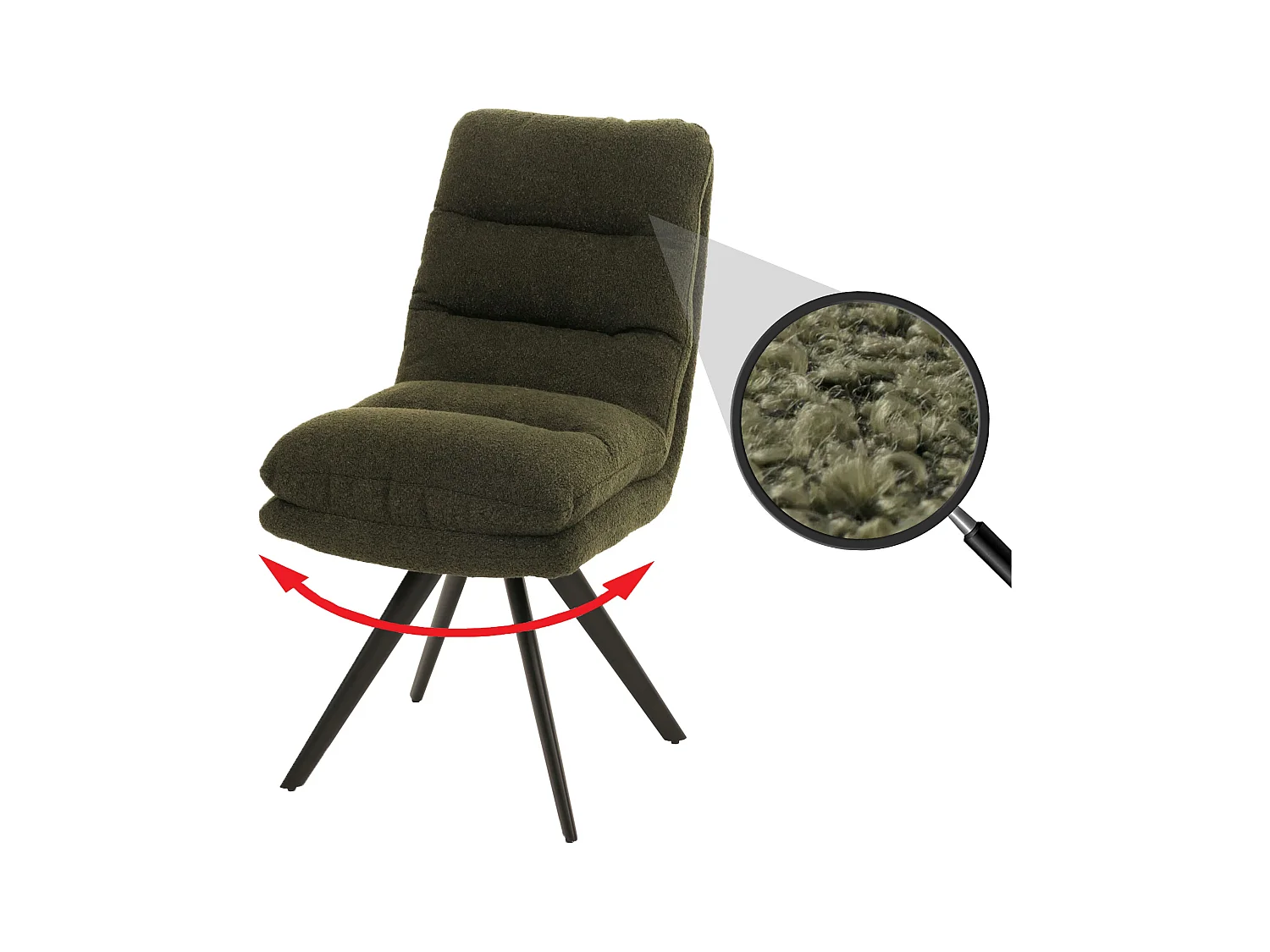 Chaise de salle à manger MCW-G66 Bouclé,  vert