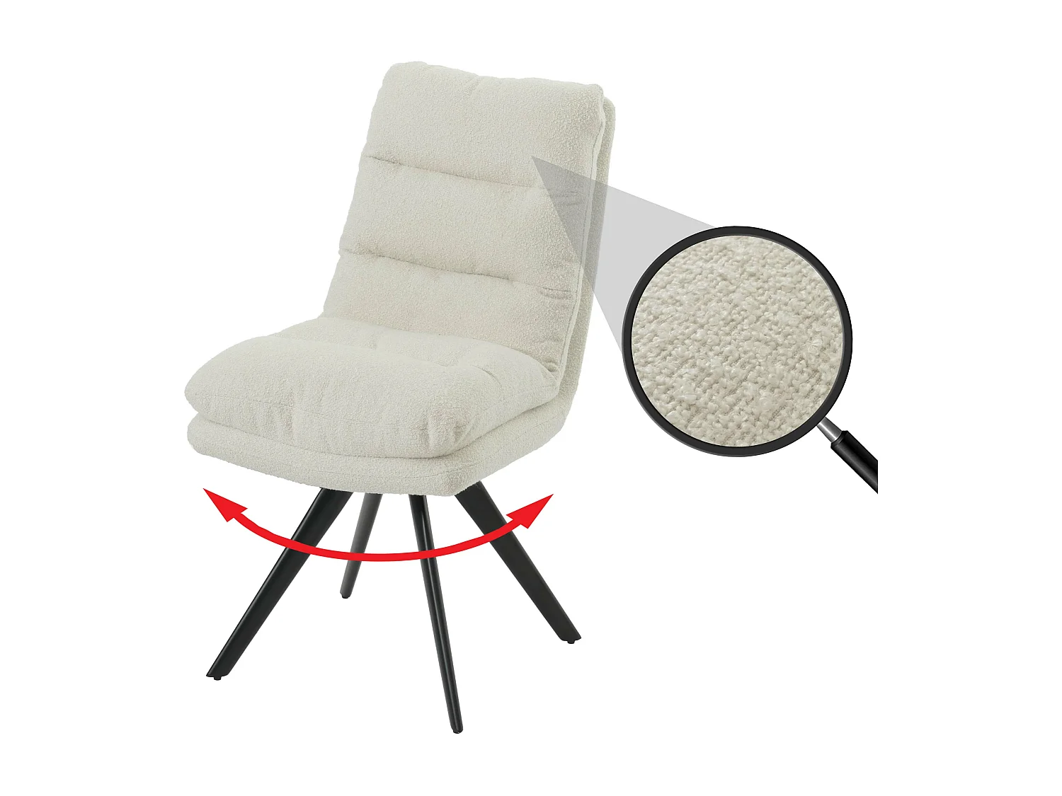 Silla de comedor MCW-G66 Bouclé,  blanco crema