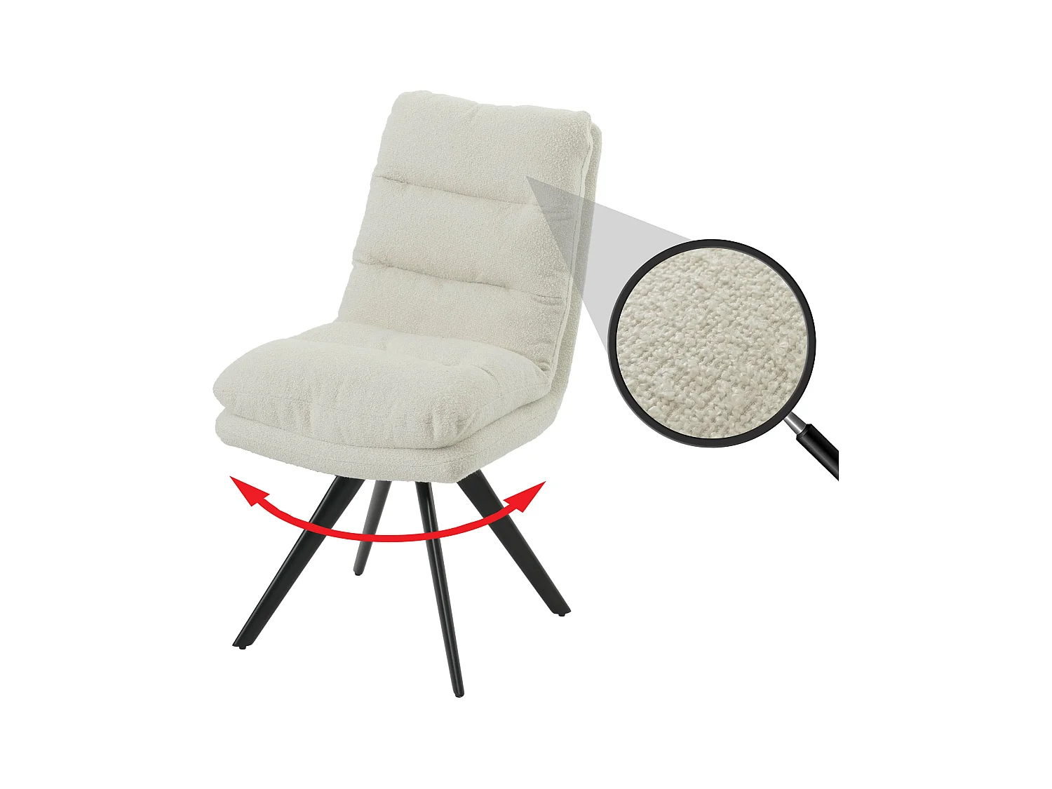 Chaise de salle à manger MCW-G66 Bouclé,  blanc crème