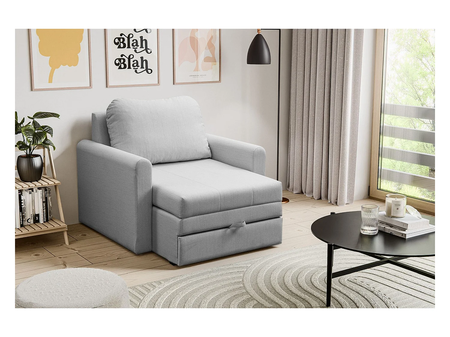 Schlafsessel - Hellgrau - 75x196 cm - DEJANO