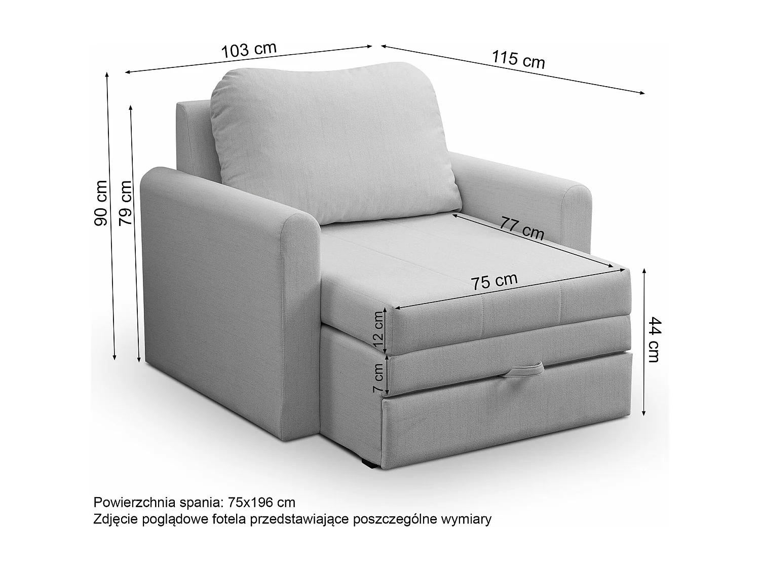 Fauteuil convertible 1 place - gris foncé - DEJANO