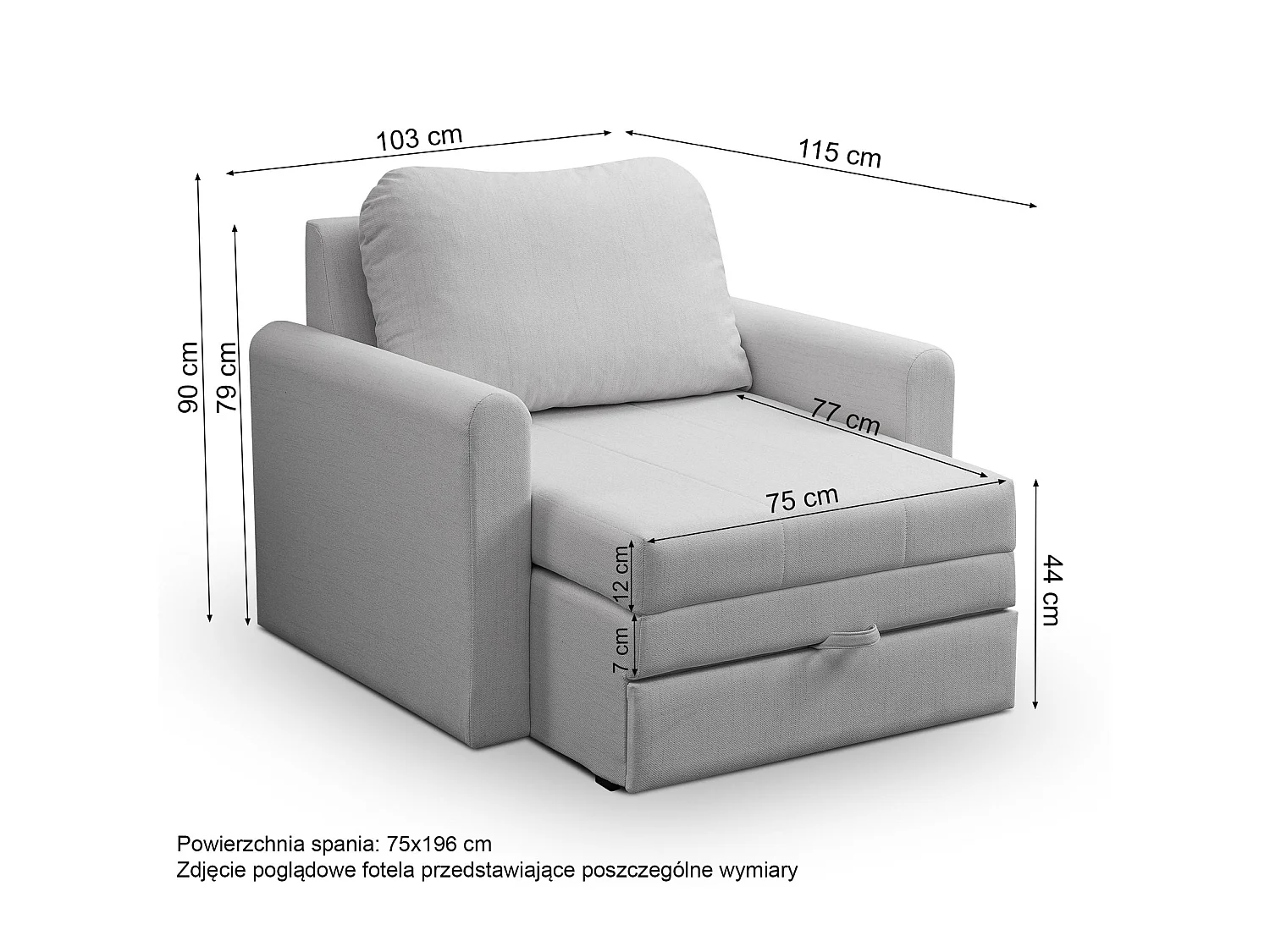 Fauteuil convertible 1 place - bleu marine - DEJANO