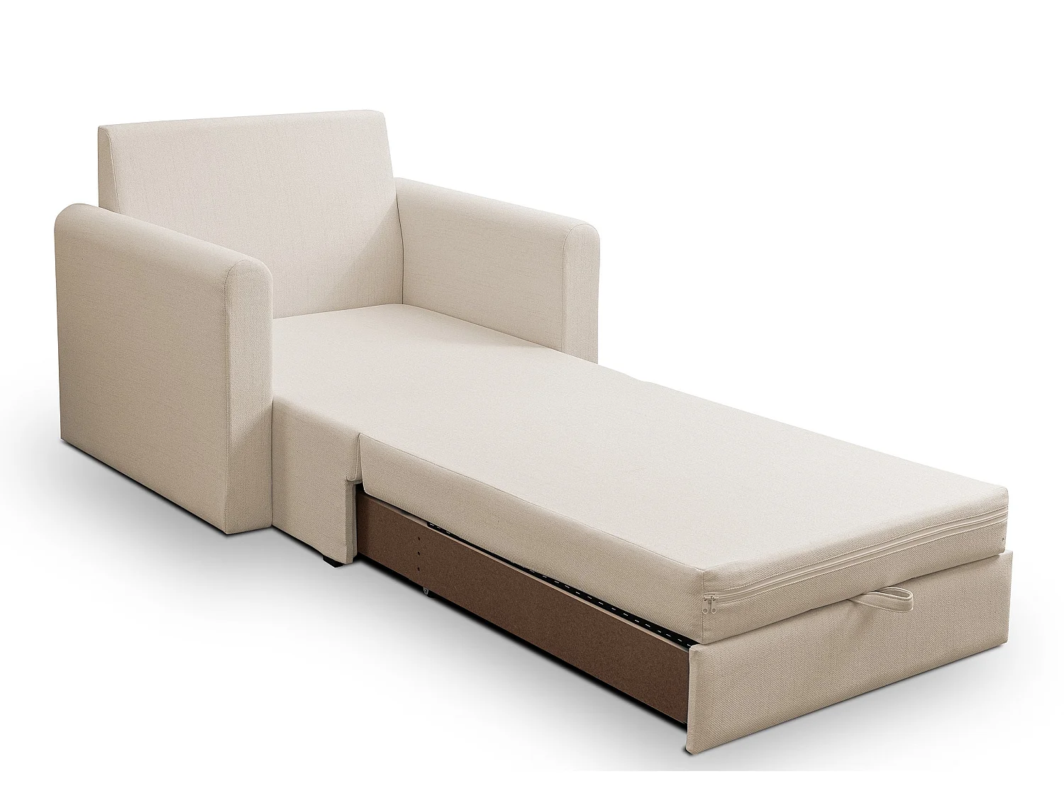 Fauteuil convertible 1 place - beige clair - DEJANO