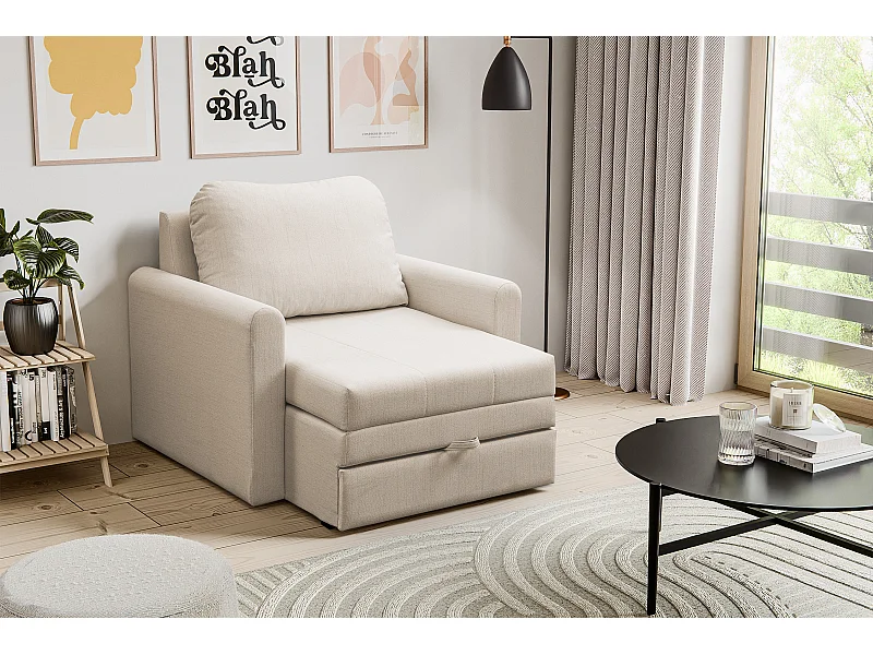 Fauteuil convertible 1 place - beige clair - DEJANO