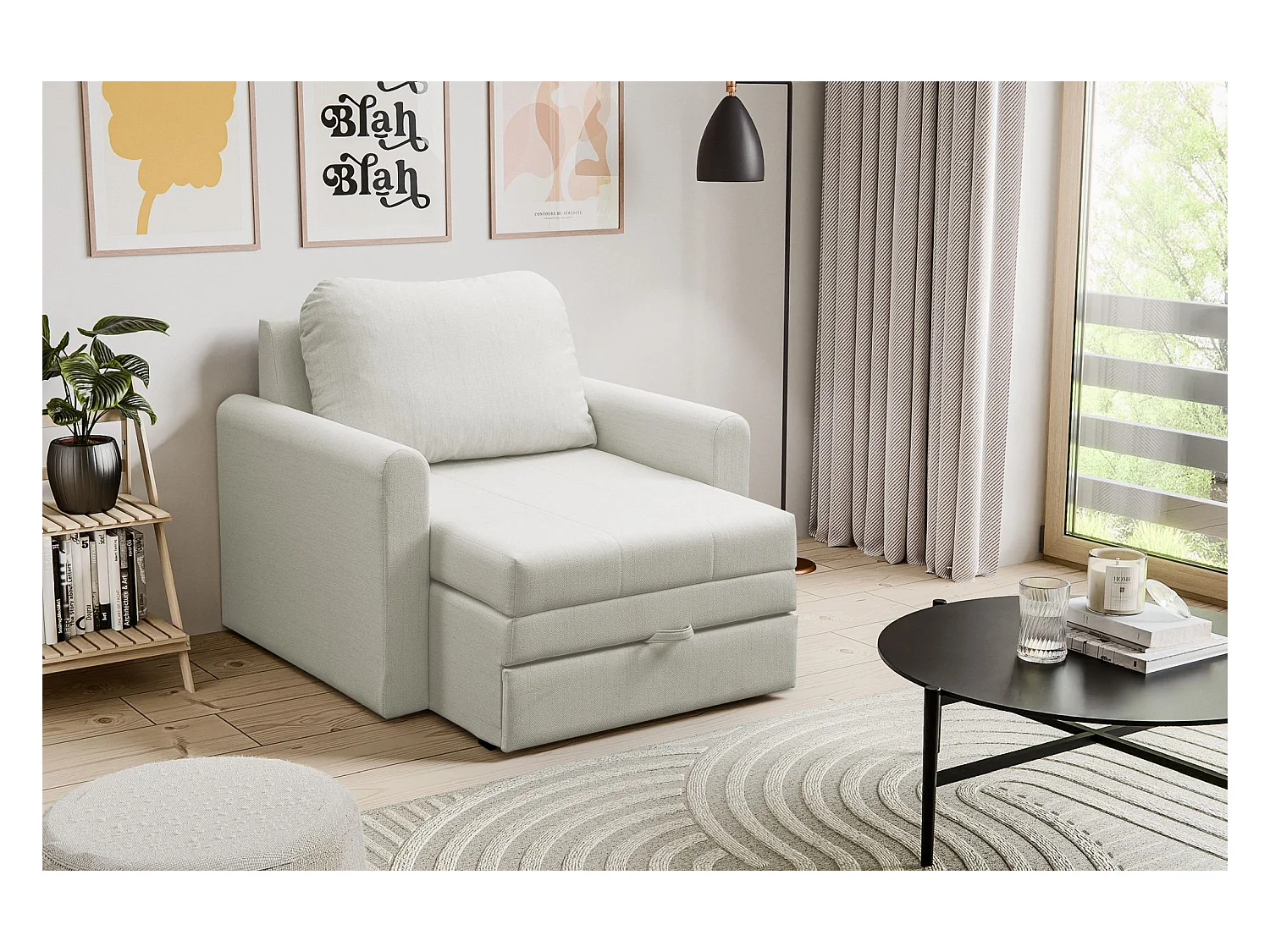 Fauteuil convertible 1 place - crème - DEJANO