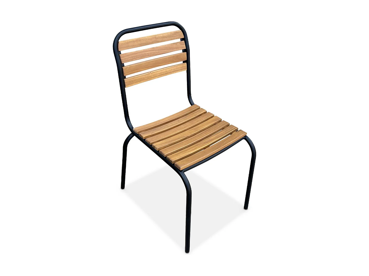 Table de jardin bois d'acacia et acier + 6 assises TABARA. acier et bois d'acacia FSP