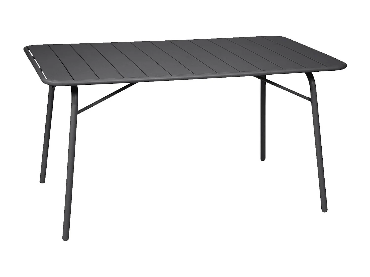 Table de jardin pliante métal + 6 assises. Amelia. anthracite. 141.2 x 80 x 72.5cm