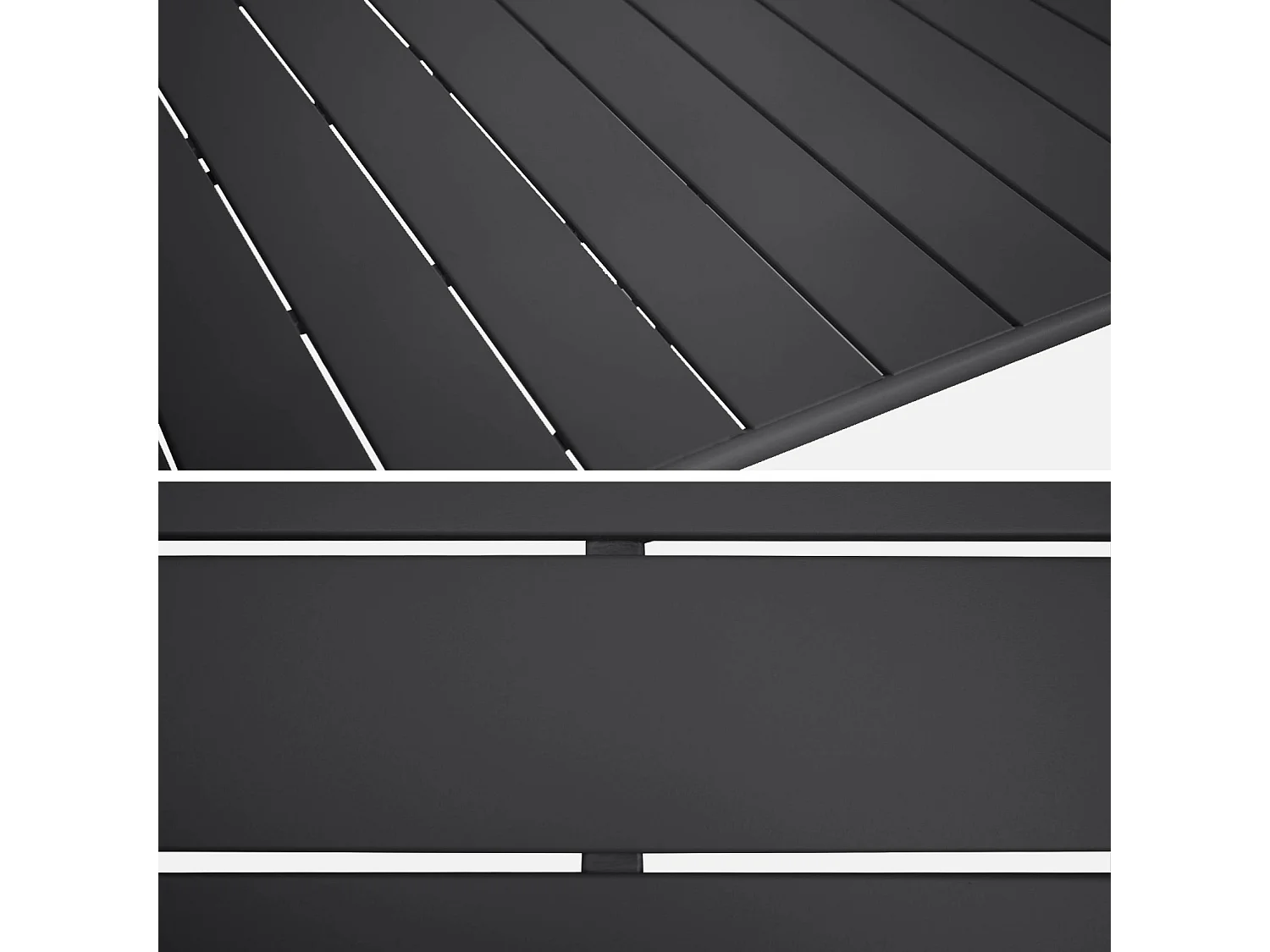 Table de jardin pliante métal + 6 assises. Amelia. anthracite. 141.2 x 80 x 72.5cm