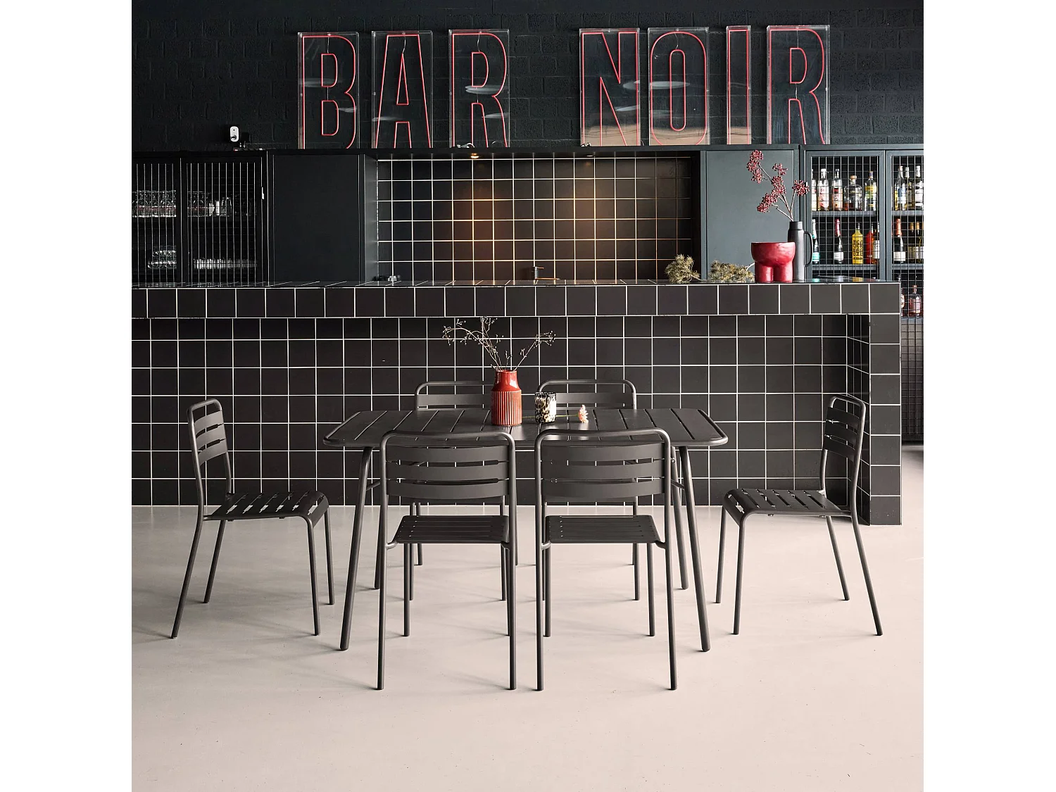 Set mesa de jardín plegable de metal con 6 sillas antracita