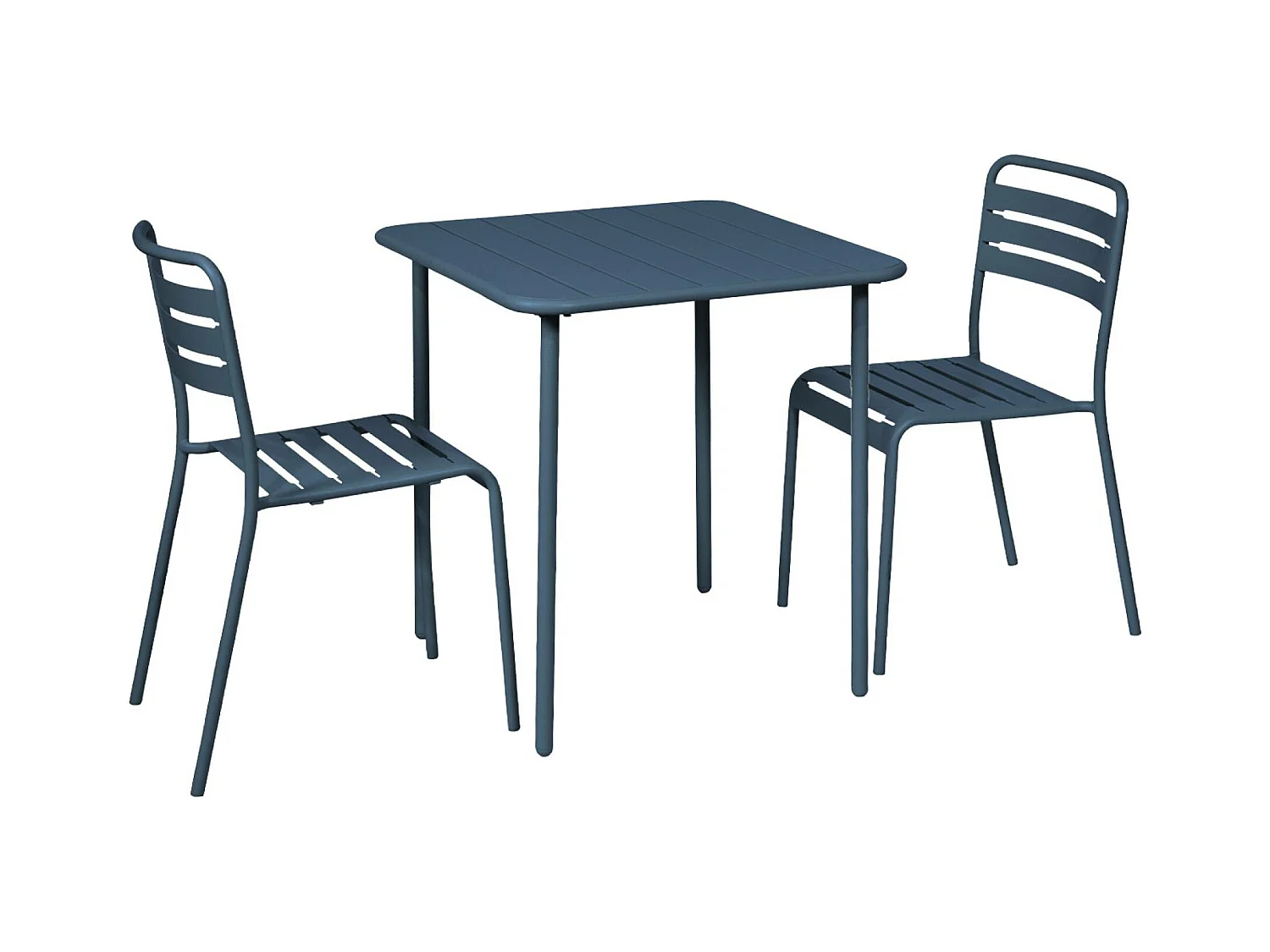 Table de jardin métal + 2 assises bleu marine Amélia