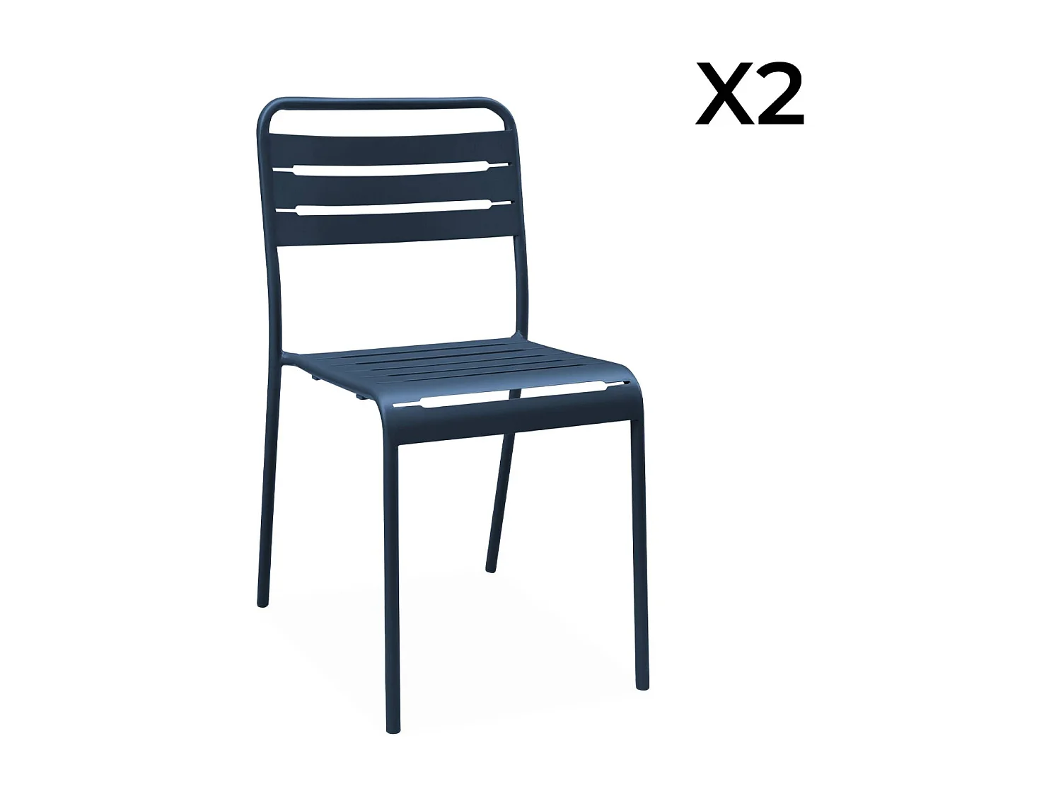 Table de jardin métal + 2 assises bleu marine Amélia