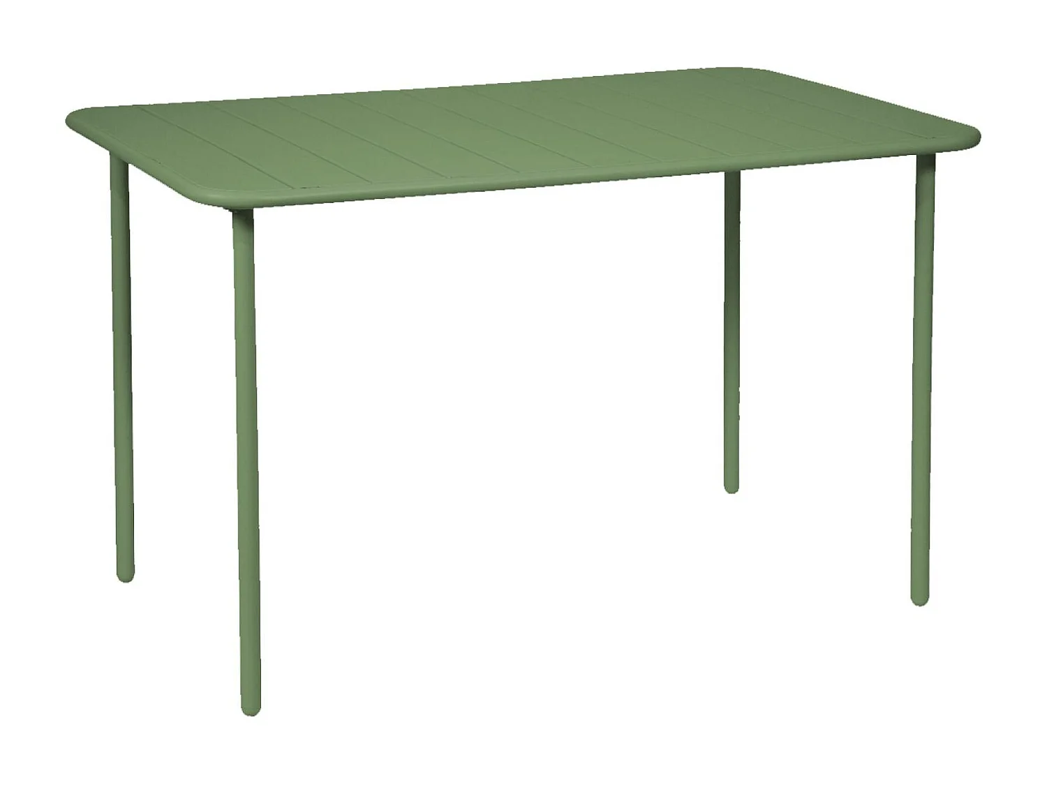 Table de jardin métal + 4 assises vert en acier. Amelia. 120 x 70 x 72.5 cm
