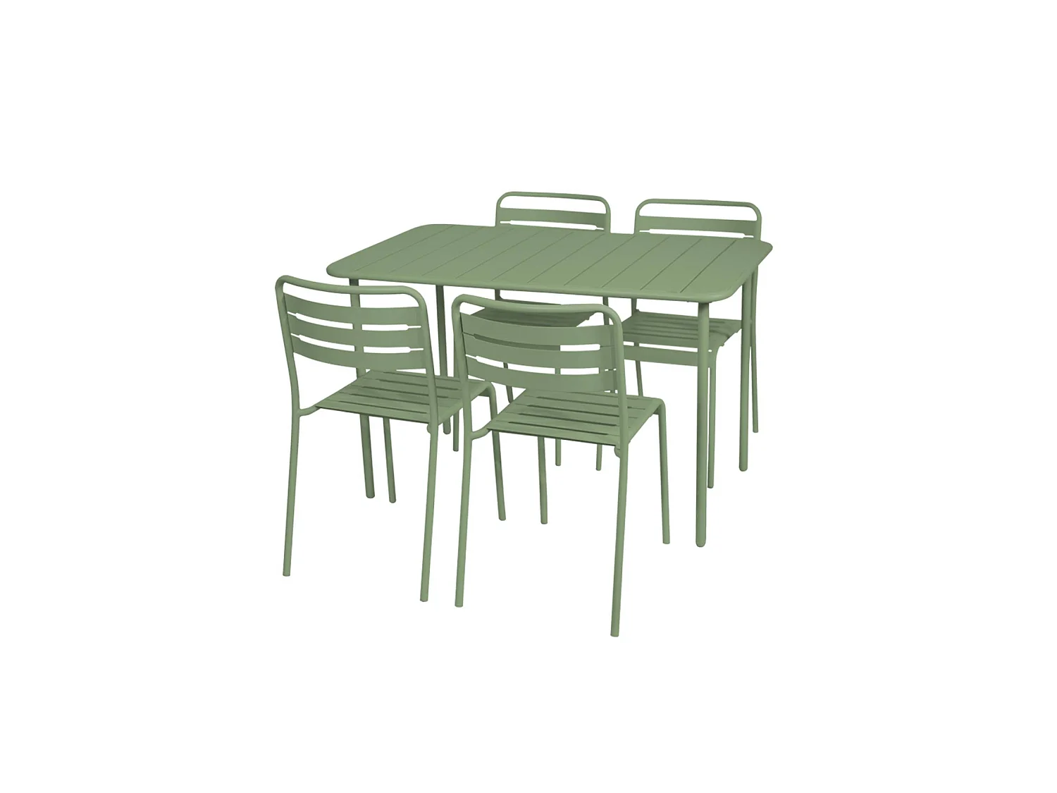 Set mesa de jardín bistró de acero con 4 sillas, 120cm verde