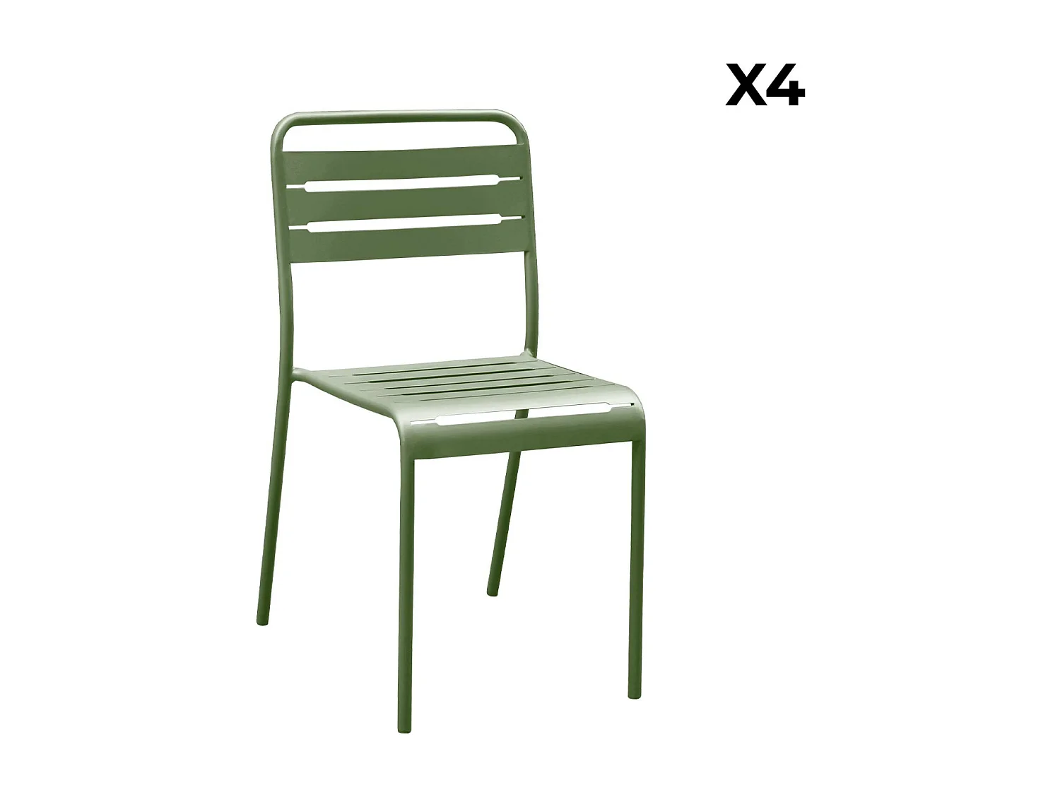 Table de jardin métal + 6 assises vert. acier traitement anti rouille